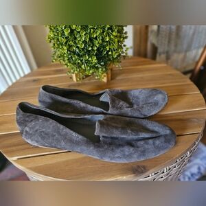 Womens Gray Suede Loafers